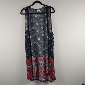 Cato plus size Sleeveless gauzy lightweight tapestry print cardigan